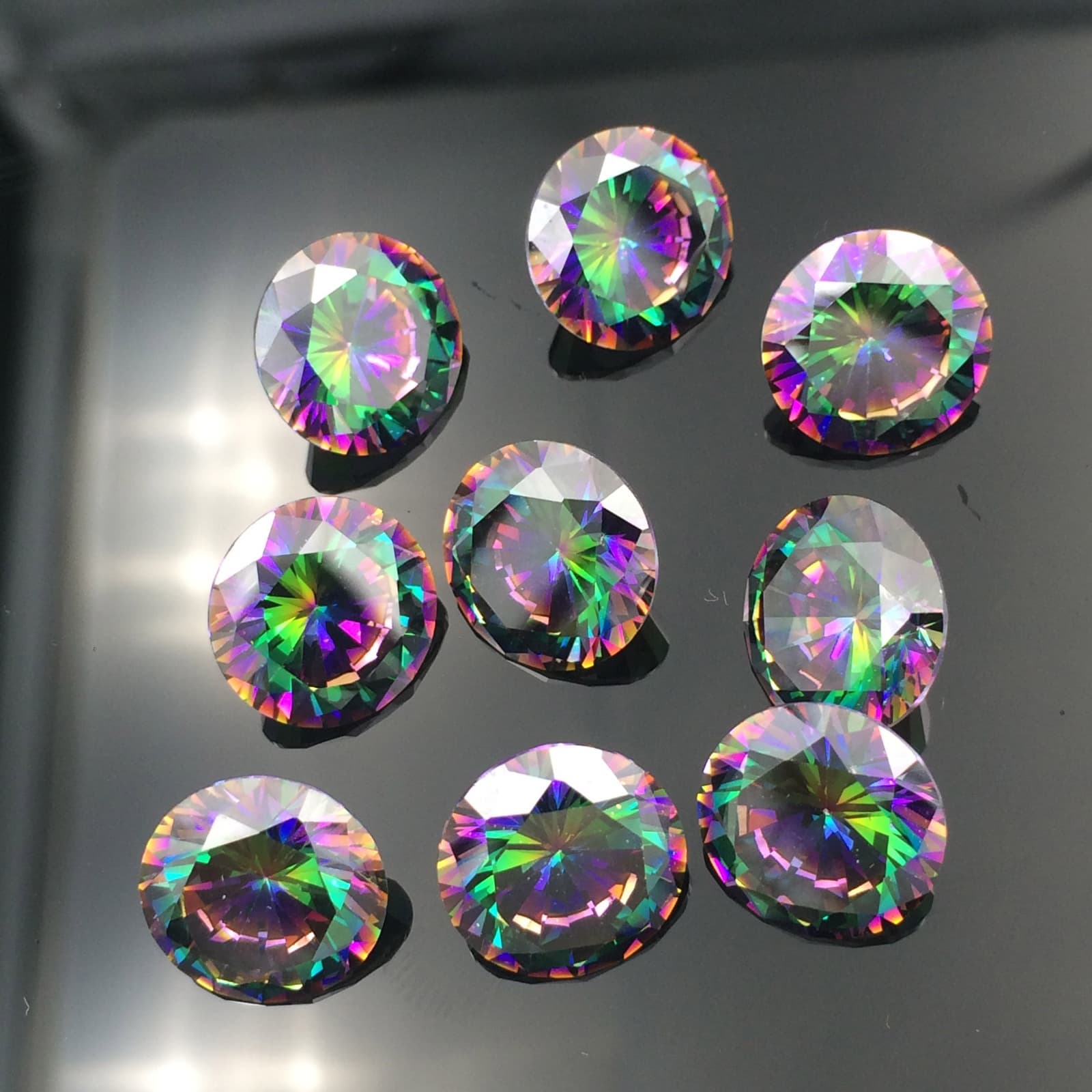 Mystic round shape cubic zirconia gems plating Rainbow cz